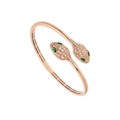 [Dawnora Jewelry]SERPENTI BRACELET PINK GOLD MALACHITE DIAMOND DOUBLE SNAKE