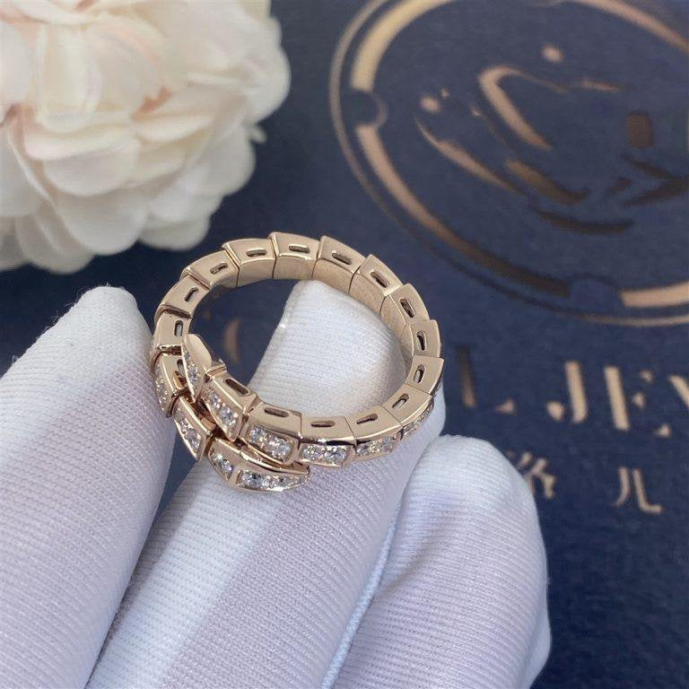 [Dawnora Jewelry]SERPENTI RING PINK GOLD DIAMOND PAVED 4MM