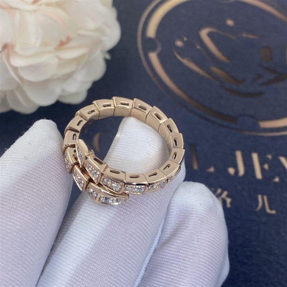 [Dawnora Jewelry]SERPENTI RING PINK GOLD DIAMOND PAVED 4MM