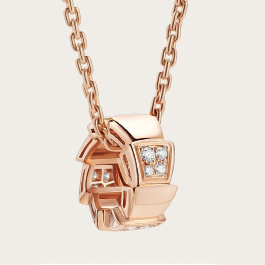 [Dawnora Jewelry]SERPENTI PEDANT DIAMOND PINK GOLD NECKLACE