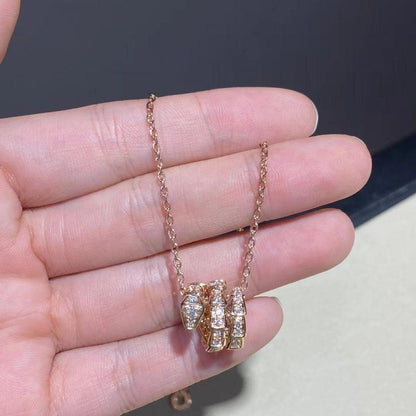 [Dawnora Jewelry]SERPENTI PINK GOLD NECKLACE DOUBLE RING DIAMOND