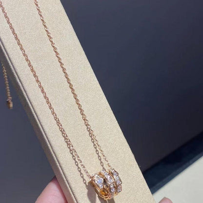 [Dawnora Jewelry]SERPENTI PINK GOLD NECKLACE DOUBLE RING DIAMOND
