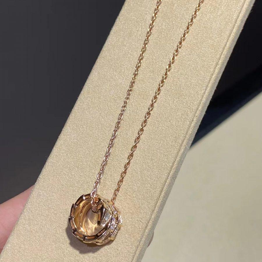 [Dawnora Jewelry]SERPENTI PINK GOLD NECKLACE DOUBLE RING DIAMOND