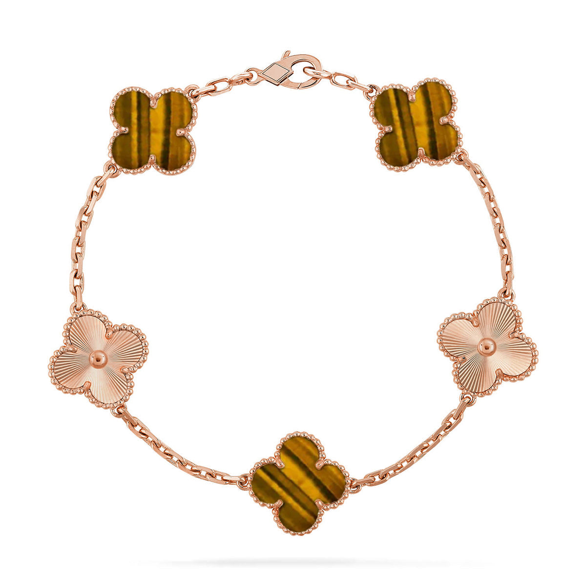 [Dawnora Jewelry] CLOVER 5 MOTIFS TIGER EYE BRACELET COLLECTION