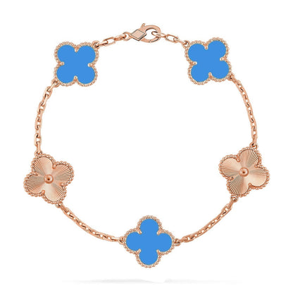 [Dawnora Jewelry] CLOVER 5 MOTIF BLUE AGATE BRACELET COLLECTION