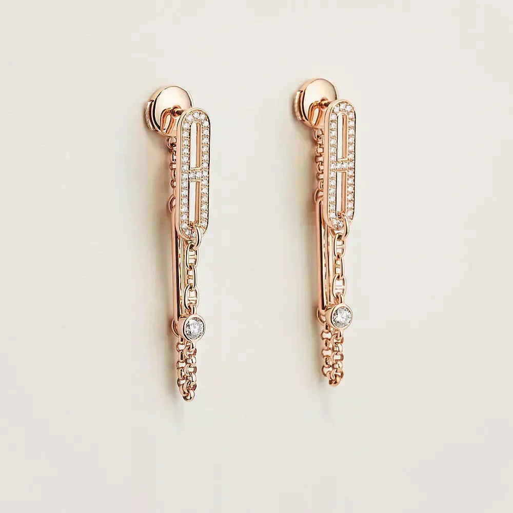 [Dawnora Jewelry]CHAINE CHAOS DIAMOND DROP EARRINGS