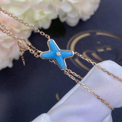 [Dawnora Jewelry]JEUX BRACELET TURQUOISE PINK GOLD 1 DIAMOND