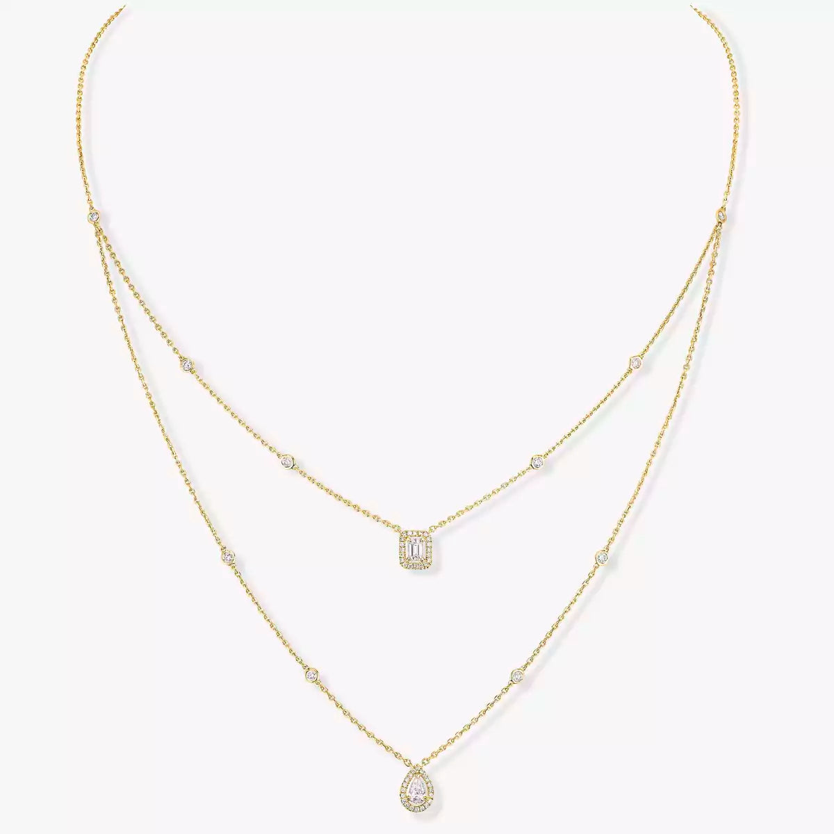 [Dawnora Jewelry]Diamond Necklace My Twin 2 Rows