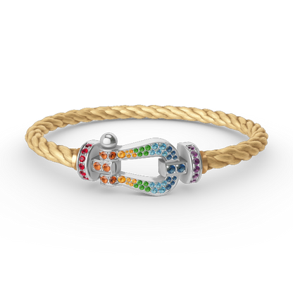 [Dawnora Jewelry]FORC LARGE HORSESHOE  COLORED DIAMOND BRACELET SILVER
