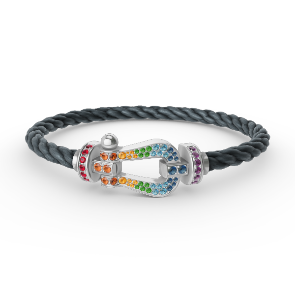 [Dawnora Jewelry]FORC LARGE HORSESHOE  COLORED DIAMOND BRACELET SILVER