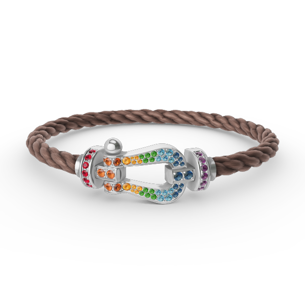 [Dawnora Jewelry]FORC LARGE HORSESHOE  COLORED DIAMOND BRACELET SILVER