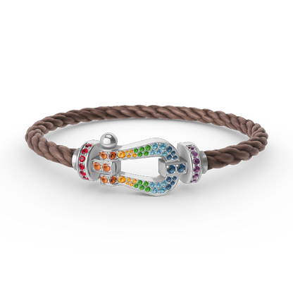 [Dawnora Jewelry]FORC LARGE HORSESHOE  COLORED DIAMOND BRACELET SILVER