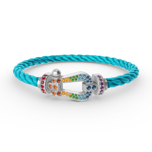 [Dawnora Jewelry]FORC LARGE HORSESHOE  COLORED DIAMOND BRACELET SILVER