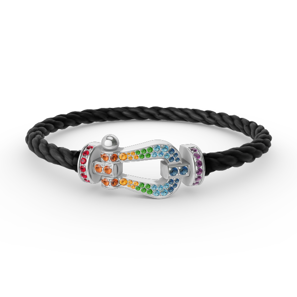 [Dawnora Jewelry]FORC LARGE HORSESHOE  COLORED DIAMOND BRACELET SILVER