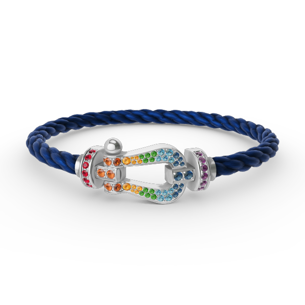 [Dawnora Jewelry]FORC LARGE HORSESHOE  COLORED DIAMOND BRACELET SILVER