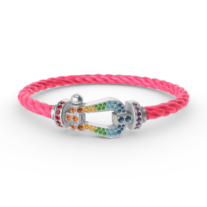 [Dawnora Jewelry]FORC LARGE HORSESHOE  COLORED DIAMOND BRACELET SILVER