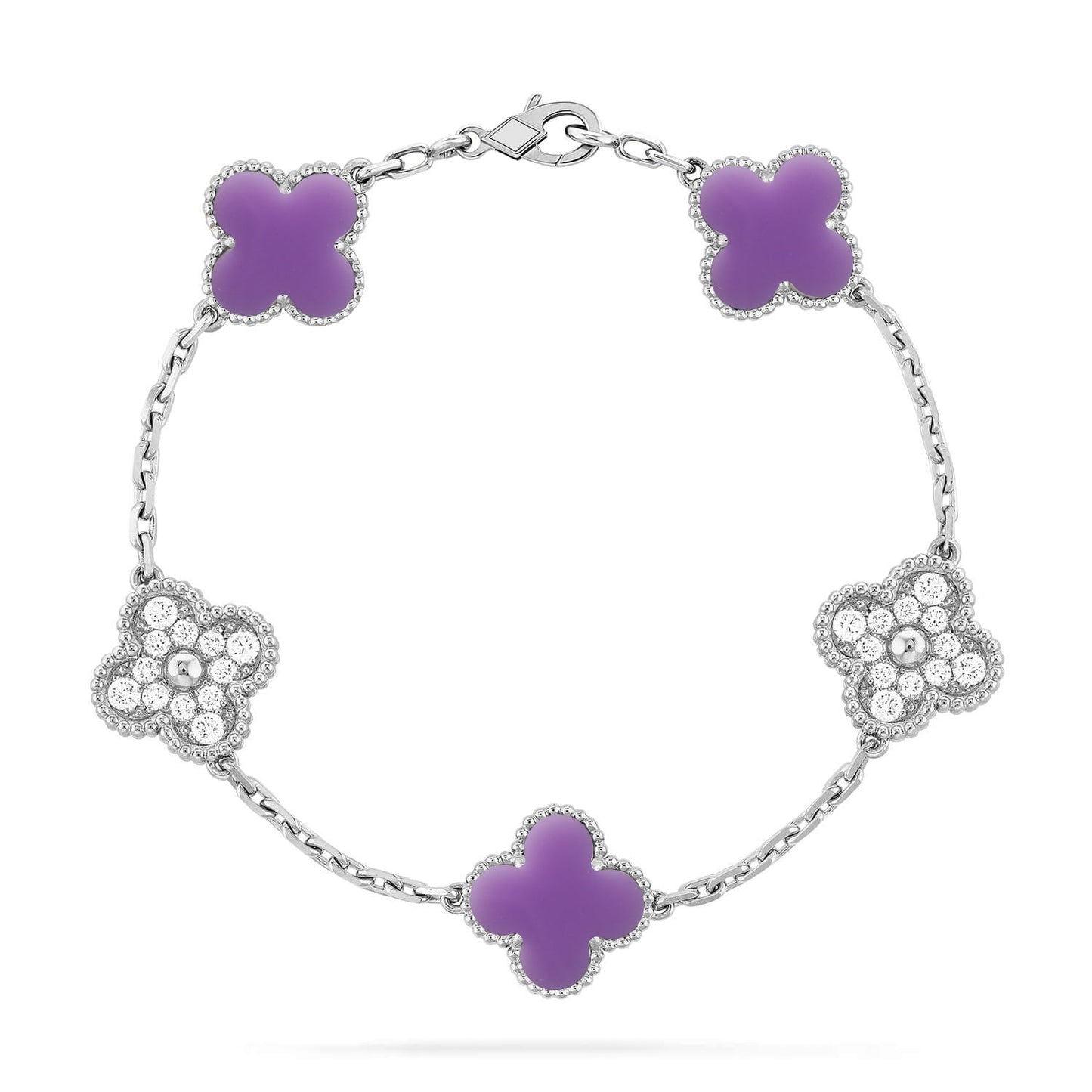 [Dawnora Jewelry]CLOVER 5 MOTIF LIGHT PURPLE BRACELET COLLECTION