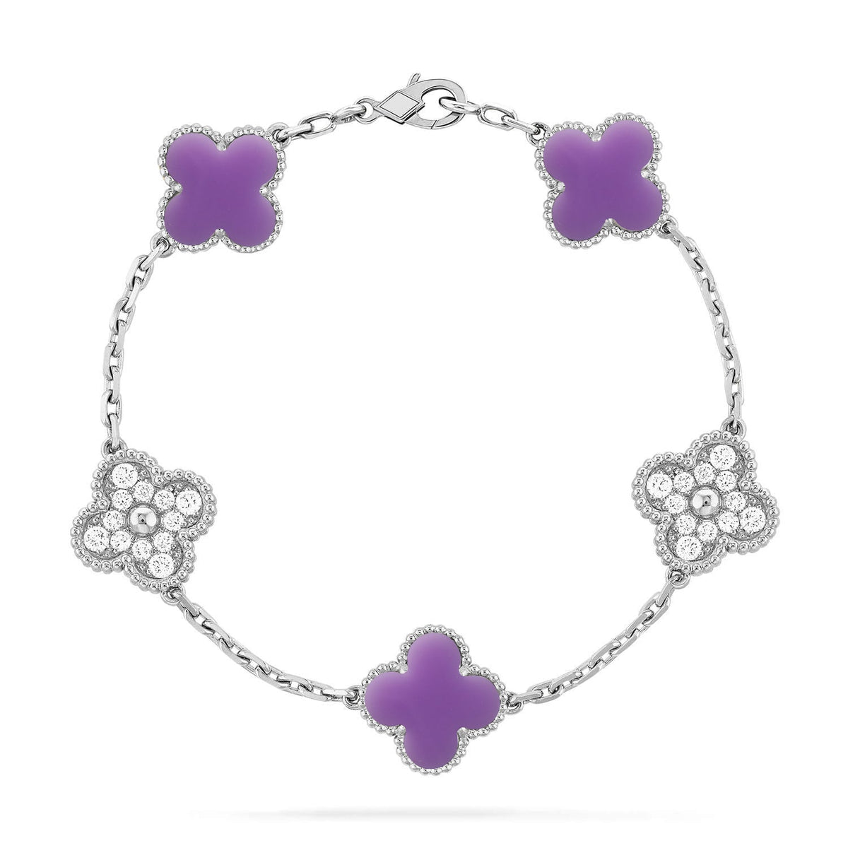 [Dawnora Jewelry]CLOVER 5 MOTIF LIGHT PURPLE BRACELET COLLECTION