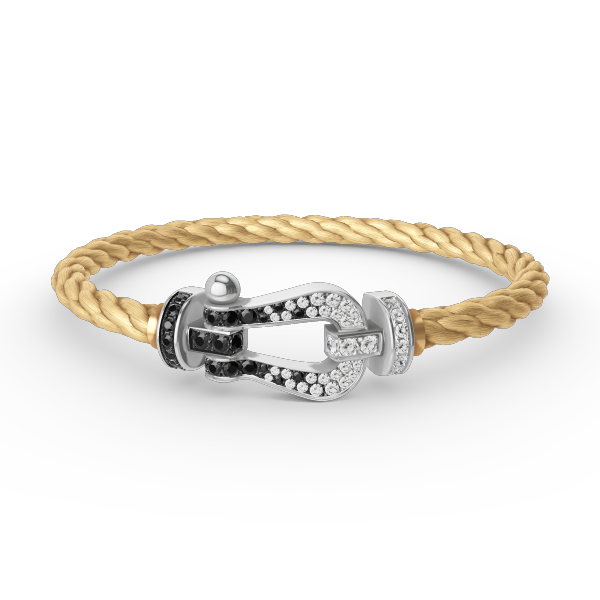 [Dawnora Jewelry]FORCE LARGE HORSESHOE BLACK WHITE DIAMOND BRACELET SILVER
