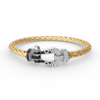 [Dawnora Jewelry]FORCE LARGE HORSESHOE BLACK WHITE DIAMOND BRACELET SILVER