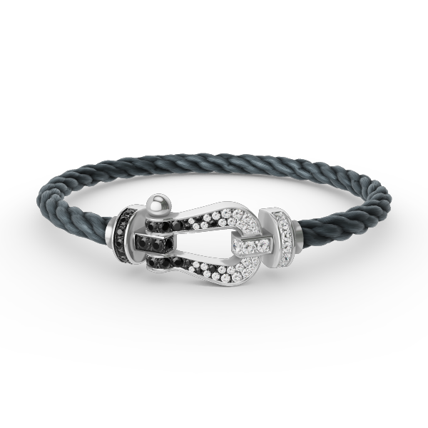 [Dawnora Jewelry]FORCE LARGE HORSESHOE BLACK WHITE DIAMOND BRACELET SILVER