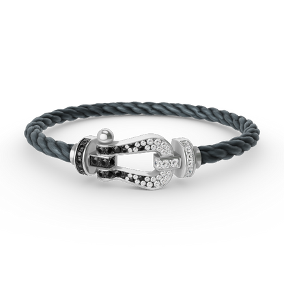 [Dawnora Jewelry]FORCE LARGE HORSESHOE BLACK WHITE DIAMOND BRACELET SILVER