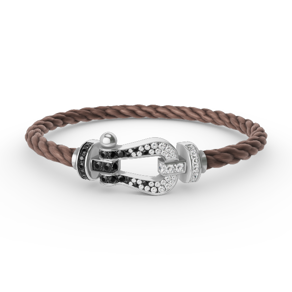 [Dawnora Jewelry]FORCE LARGE HORSESHOE BLACK WHITE DIAMOND BRACELET SILVER