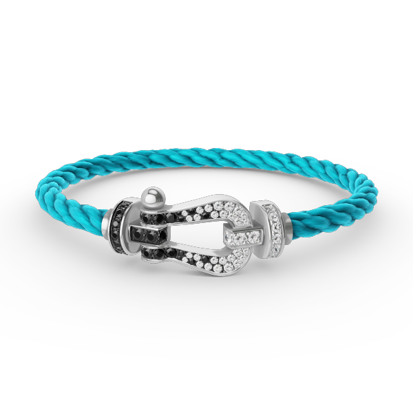[Dawnora Jewelry]FORCE LARGE HORSESHOE BLACK WHITE DIAMOND BRACELET SILVER