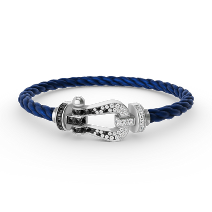 [Dawnora Jewelry]FORCE LARGE HORSESHOE BLACK WHITE DIAMOND BRACELET SILVER