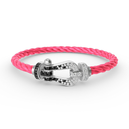 [Dawnora Jewelry]FORCE LARGE HORSESHOE BLACK WHITE DIAMOND BRACELET SILVER