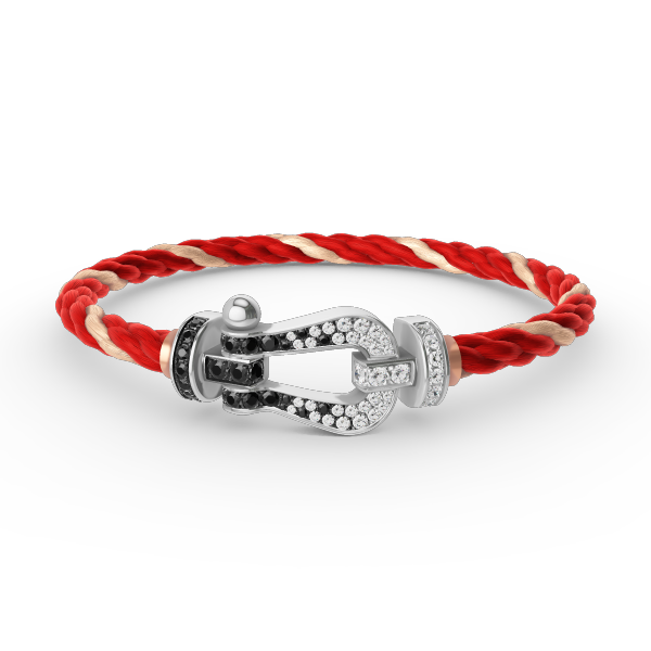[Dawnora Jewelry]FORCE LARGE HORSESHOE BLACK WHITE DIAMOND BRACELET SILVER