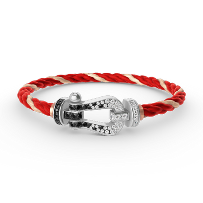 [Dawnora Jewelry]FORCE LARGE HORSESHOE BLACK WHITE DIAMOND BRACELET SILVER