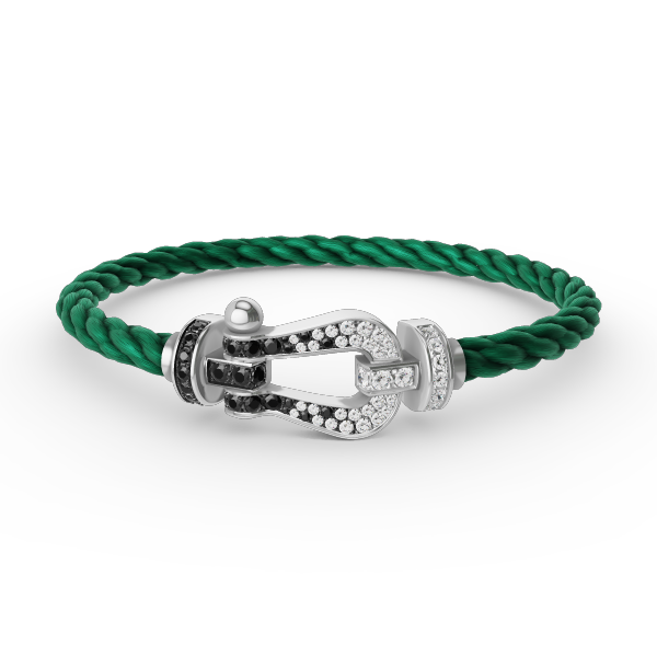 [Dawnora Jewelry]FORCE LARGE HORSESHOE BLACK WHITE DIAMOND BRACELET SILVER