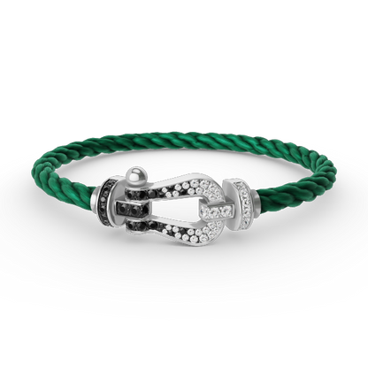[Dawnora Jewelry]FORCE LARGE HORSESHOE BLACK WHITE DIAMOND BRACELET SILVER