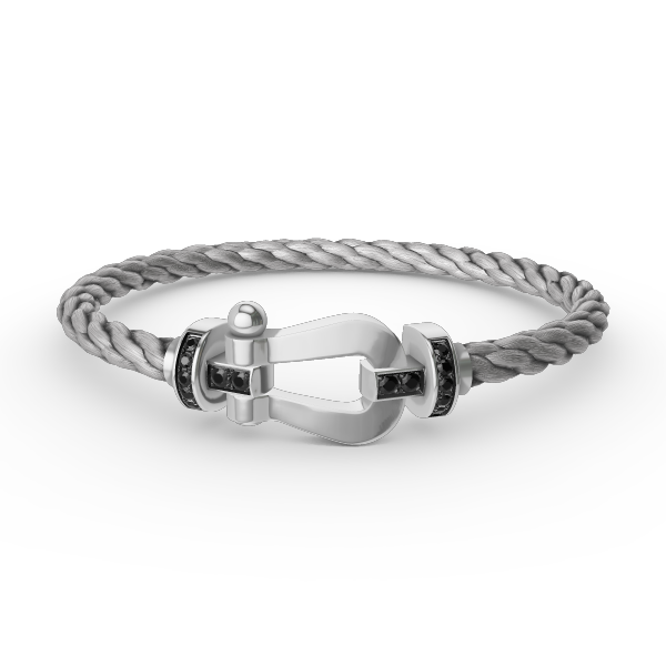 [Dawnora Jewelry]FORCE LARGE HORSESHOE BLACK DIAMOND BRACELET SILVER