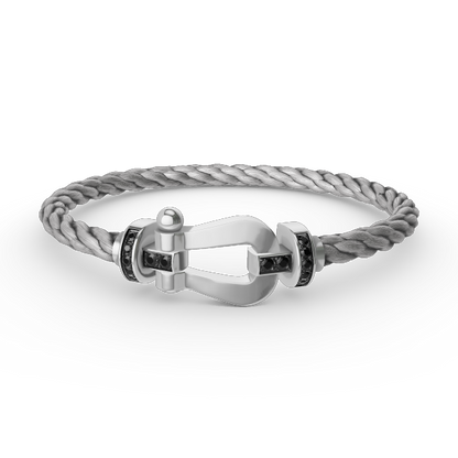 [Dawnora Jewelry]FORCE LARGE HORSESHOE BLACK DIAMOND BRACELET SILVER
