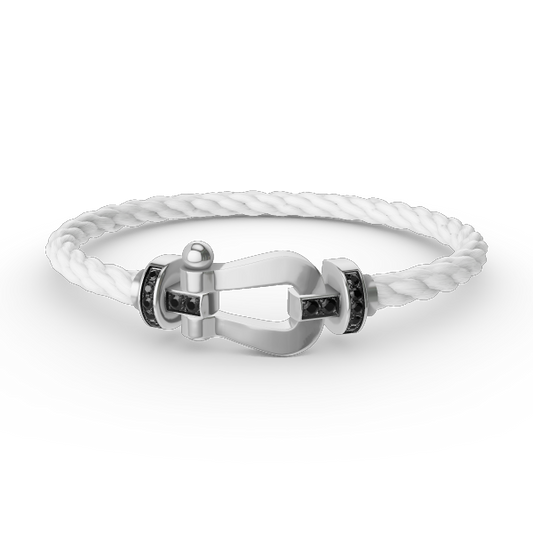 [Dawnora Jewelry]FORCE LARGE HORSESHOE BLACK DIAMOND BRACELET SILVER