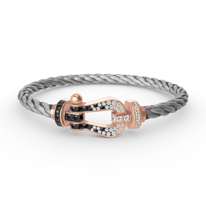 [Dawnora Jewelry]FORCE LARGE HORSESHOE BLACK WHITE DIAMOND BRACELET ROSE GOLD