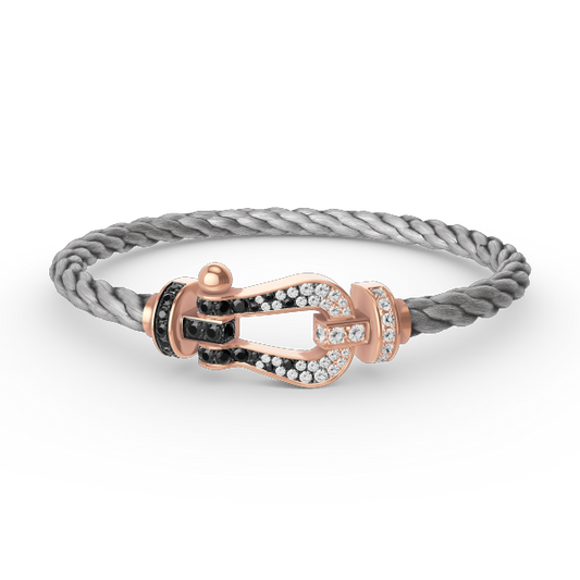[Dawnora Jewelry]FORCE LARGE HORSESHOE BLACK WHITE DIAMOND BRACELET ROSE GOLD