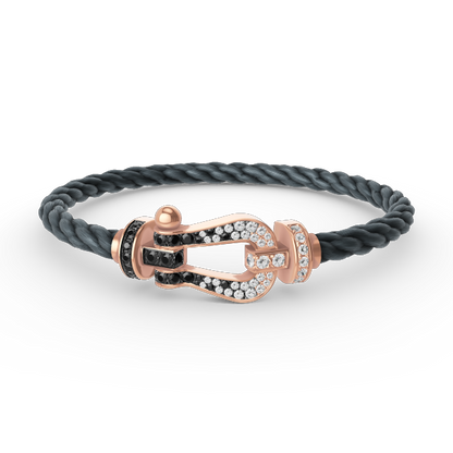 [Dawnora Jewelry]FORCE LARGE HORSESHOE BLACK WHITE DIAMOND BRACELET ROSE GOLD