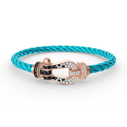 [Dawnora Jewelry]FORCE LARGE HORSESHOE BLACK WHITE DIAMOND BRACELET ROSE GOLD