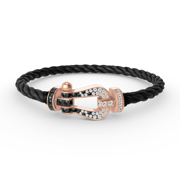 [Dawnora Jewelry]FORCE LARGE HORSESHOE BLACK WHITE DIAMOND BRACELET ROSE GOLD