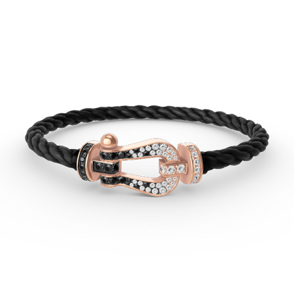 [Dawnora Jewelry]FORCE LARGE HORSESHOE BLACK WHITE DIAMOND BRACELET ROSE GOLD
