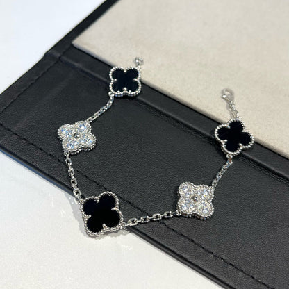 [Dawnora Jewelry] CLOVER 5 MOTIF ONYXS BRACELET COLLECTION