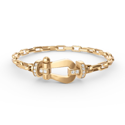 [Dawnora Jewelry]FORCE LARGE HORSESHOE CLASP  METAL BRACELET