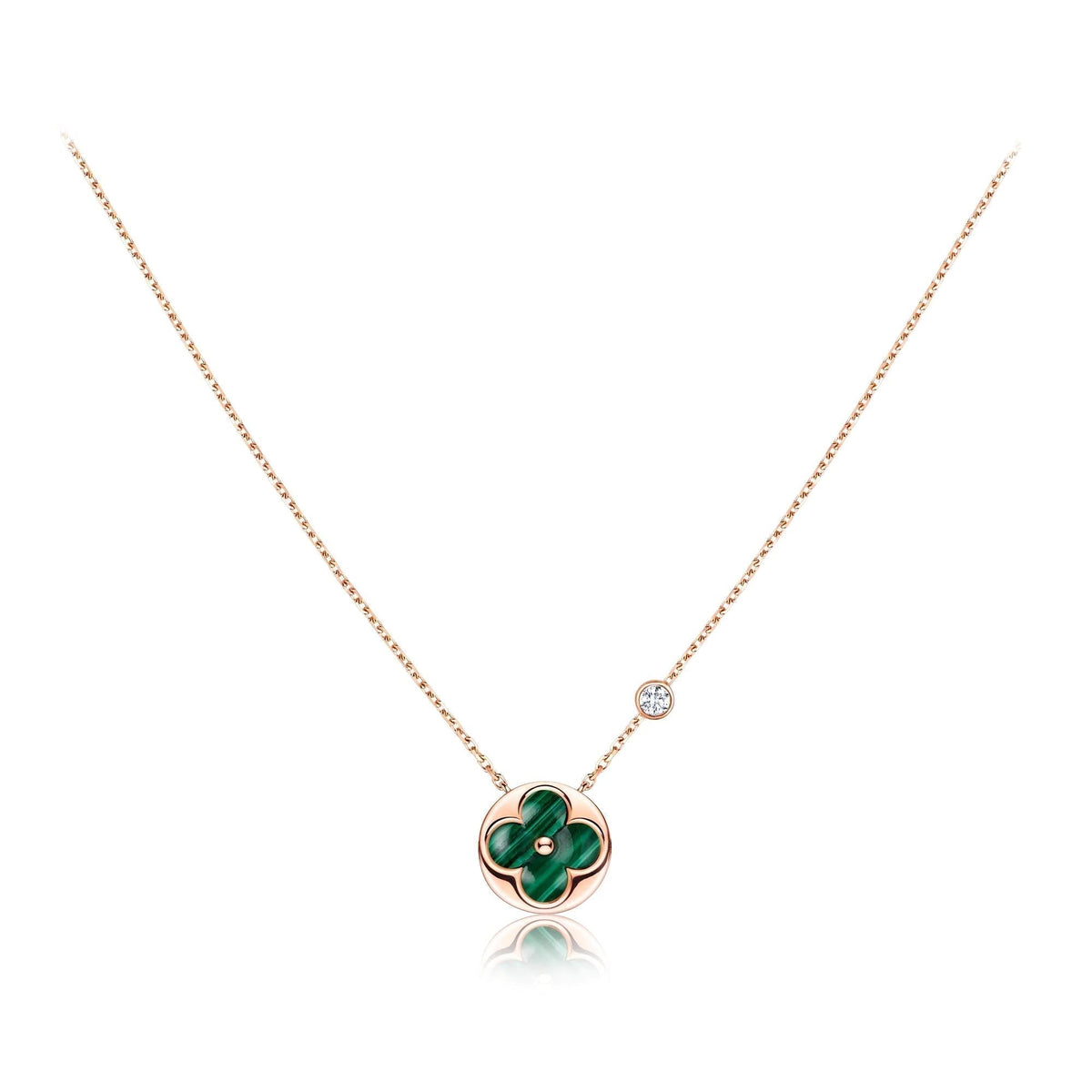 [Dawnora Jewelry]SUN PEDANT PINK GOLD 1 DIAMOND NECKLACE