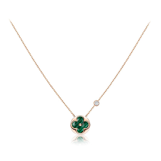 [Dawnora Jewelry]SUN PEDANT PINK GOLD 1 DIAMOND NECKLACE