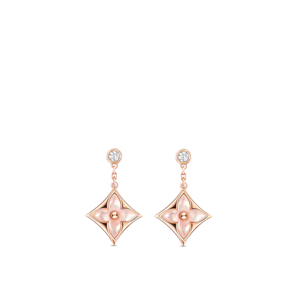 [Dawnora Jewelry]DOUBLE STAR PINK GOLD MOP DROP EARRINGS