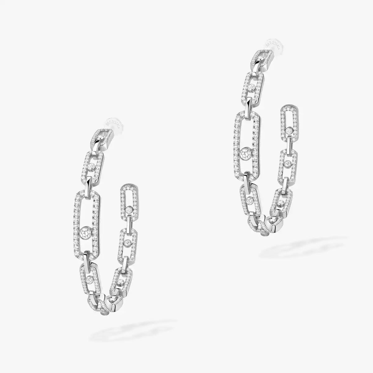 [Dawnora Jewelry]Move Link Diamond Hoop Earrings