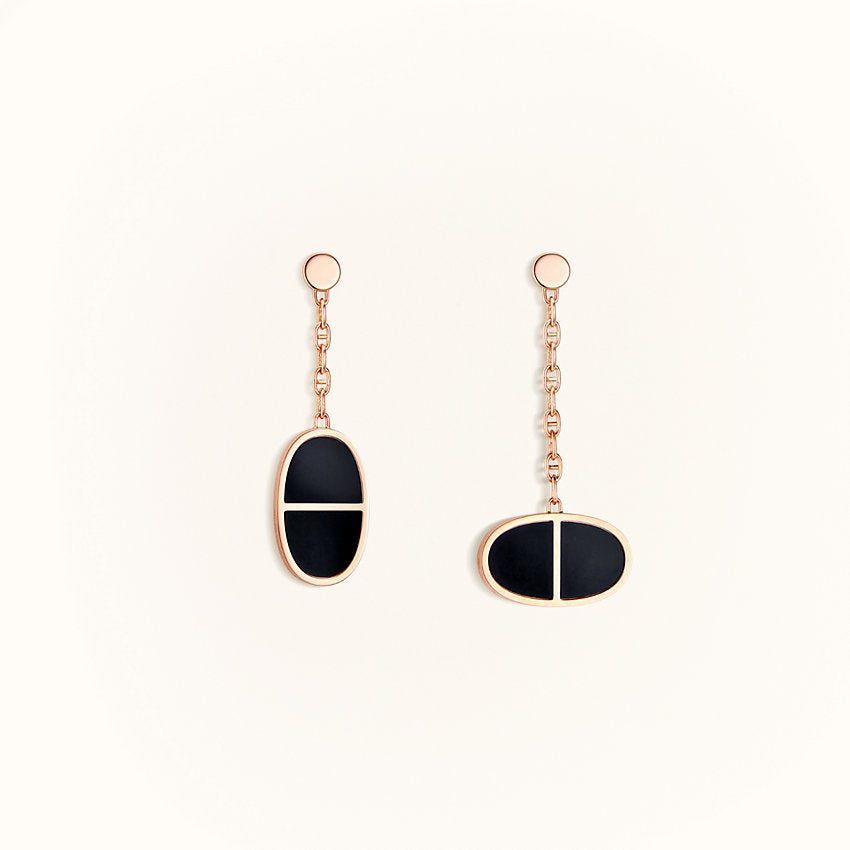 [Dawnora Jewelry]CHAINE VERSO BLACK CERAMIC EARRINGS